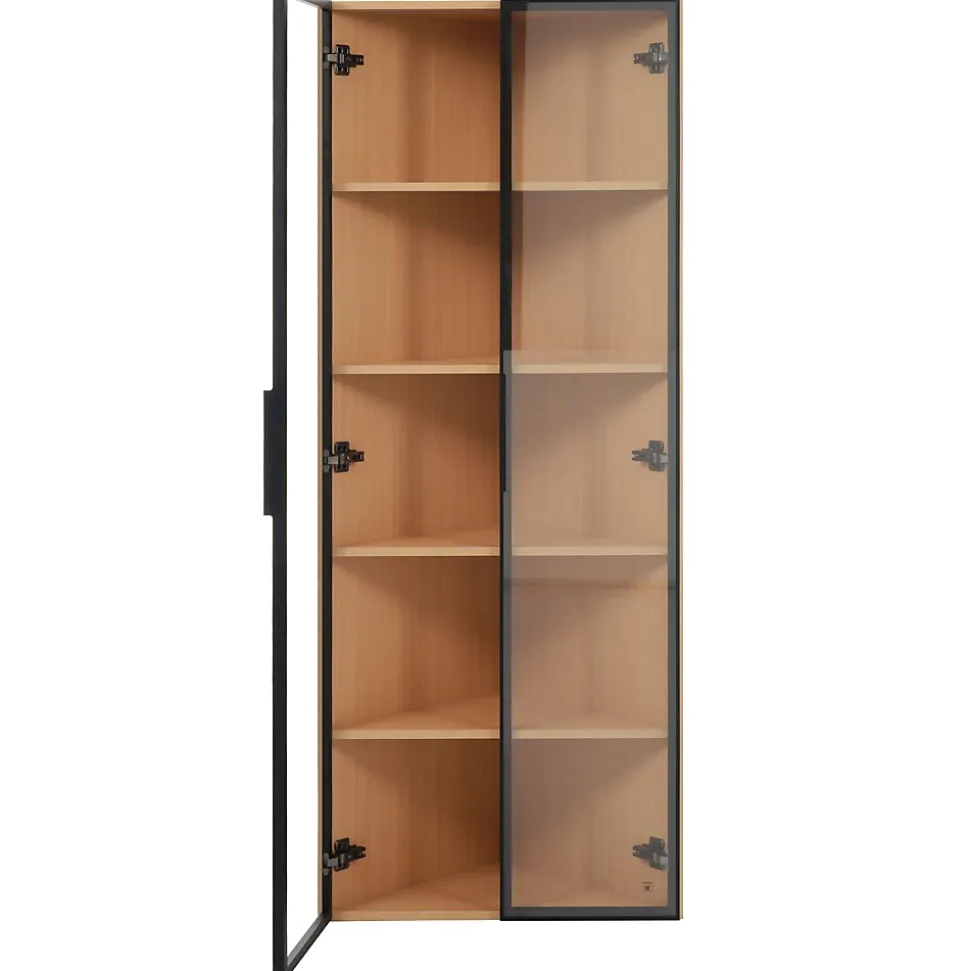 Vitrine - 1 Porte, LED, Verre Trempé, Charnières Silencieuses - MDF - 62 x 35 x 160 cm - Blanc