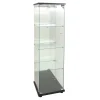 Vitrine à 4 étagères en verre trempé avec finition miroir et LED, Exposition élégante pour salon, chambre ou bureau, Noir