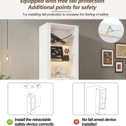 Vitrine - Armoire de Rangement Brillante avec LED Intégrée, Portes Acrylique, 3 Étagères en Verre Trempé, Blanc, 50x40x160 cm