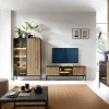 Vitrine 104 cm 2 portes éclairage LED noir/chêne Wotan TOSENA
