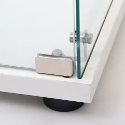 Vitrine à deux portes et quatre étagères, bibliothèque sur pied pour salon, chambre ou bureau, blanche