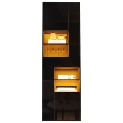 Vitrine - Meuble de Salon Haut avec 1 Tiroir et 4 Portes, Éclairage LED Intégré, Noir, 55x38x170 cm
