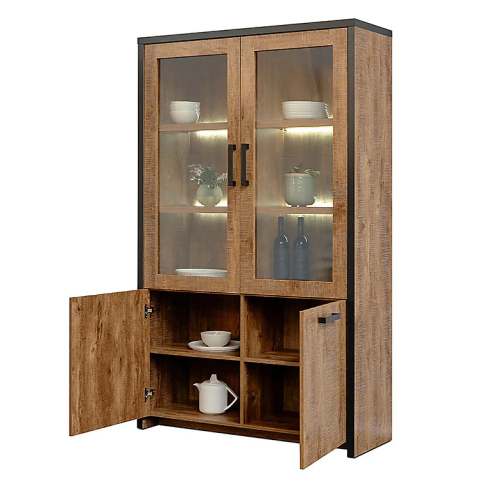 Vitrine 2 pleines + 2 portes vitrées Emie