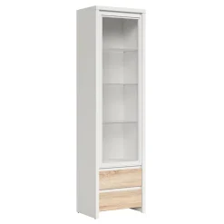 Vitrine 1 porte 2 tiroirs Soren Blanc et Bois