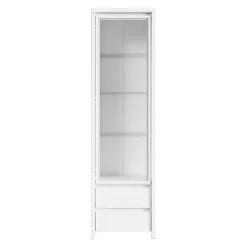Vitrine 1 porte 2 tiroirs Soren Blanc