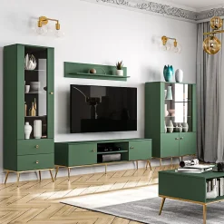 Vitrine 1 porte 2 tiroirs Thalia Vert