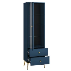 Vitrine 1 porte 2 tiroirs Thalia Bleu