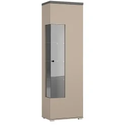 Vitrine 1 porte collection NESS Finition Congo & Anthracite 10 niches de rangement Sans LED