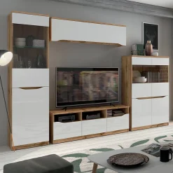 Vitrine 1 porte June Blanc et Bois