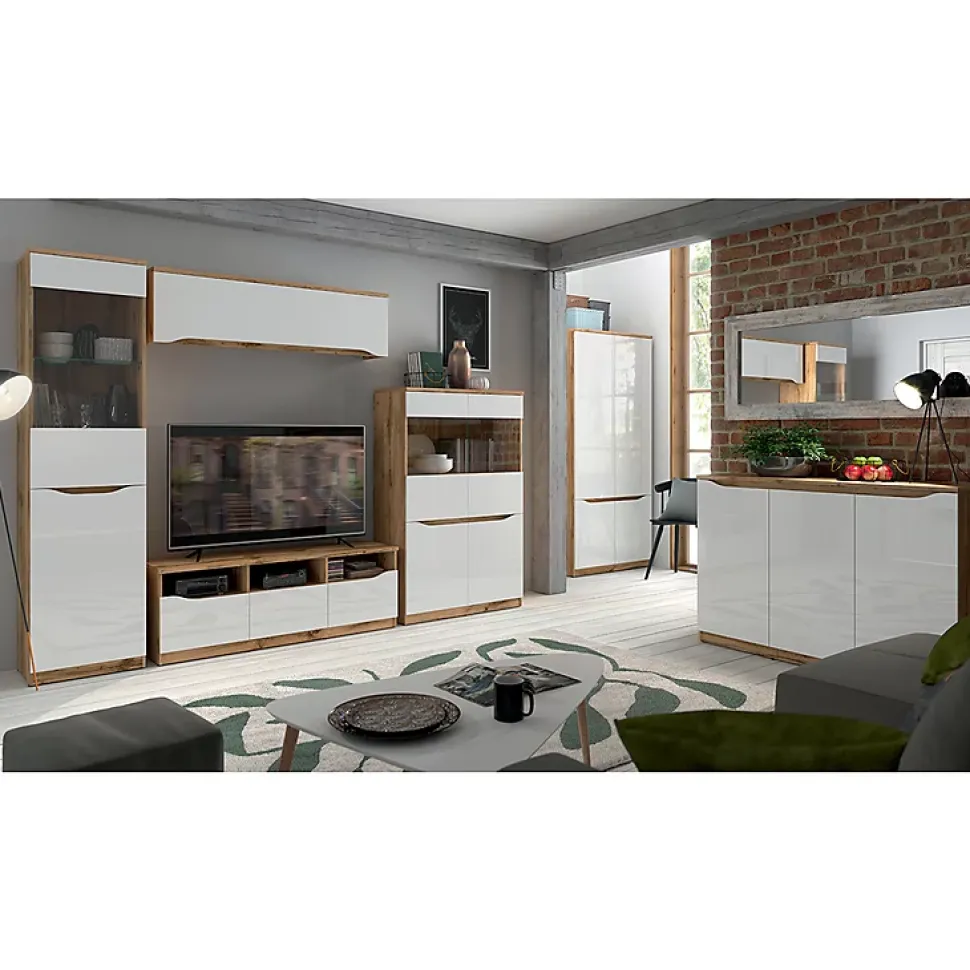Vitrine 1 porte June Blanc et Bois