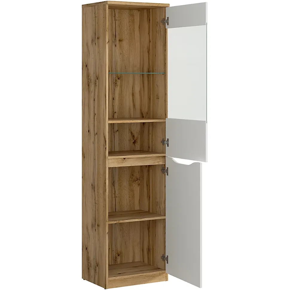 Vitrine 1 porte June Blanc et Bois