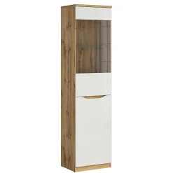Vitrine 1 porte June Blanc et Bois