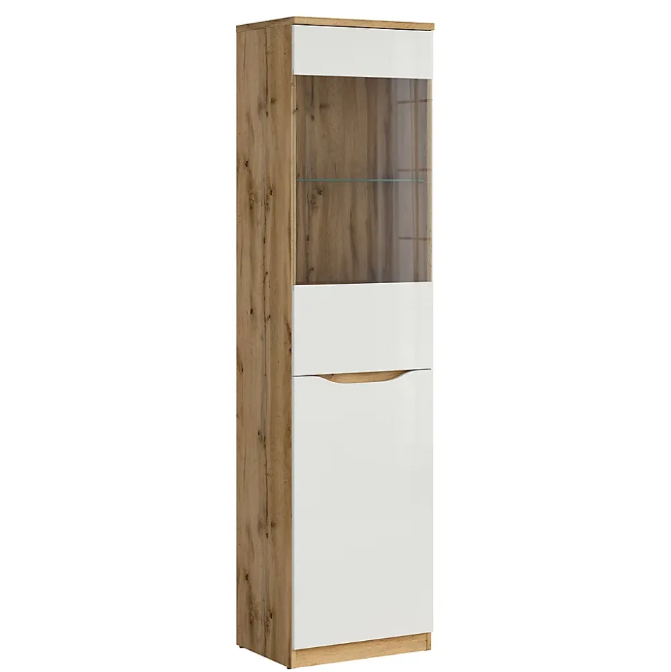 Vitrine 1 porte June Blanc et Bois