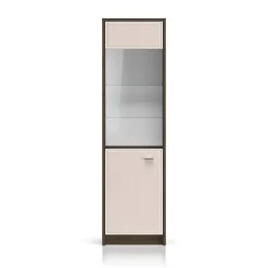 Vitrine 1 porte Kaius Cachemire et Bois fonce