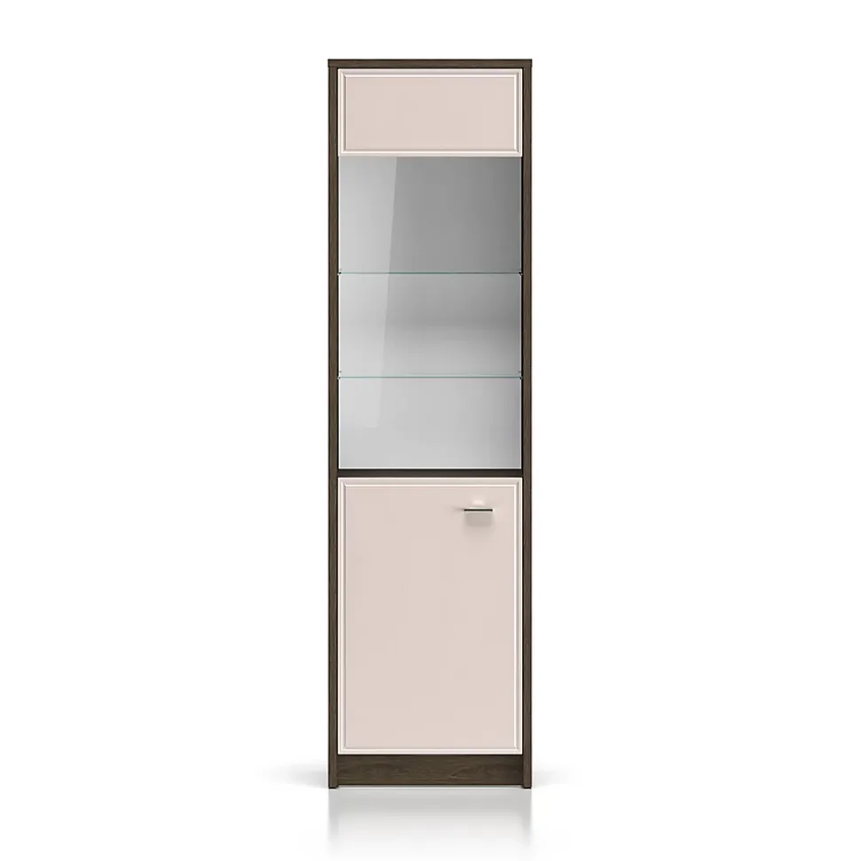 Vitrine 1 porte Kaius Cachemire et Bois fonce