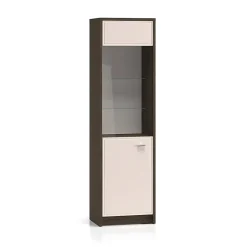 Vitrine 1 porte Kaius Cachemire et Bois fonce