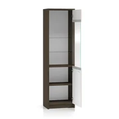 Vitrine 1 porte Kaius Cachemire et Bois fonce