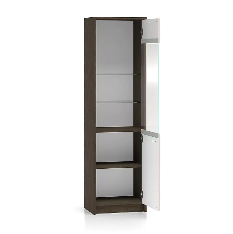Vitrine 1 porte Kaius Cachemire et Bois fonce