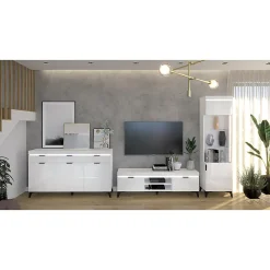 Vitrine 1 porte LED inclus Ruben Blanc