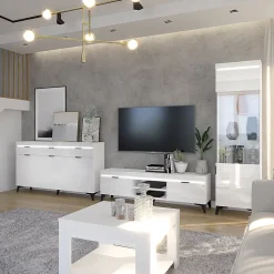 Vitrine 1 porte LED inclus Ruben Blanc