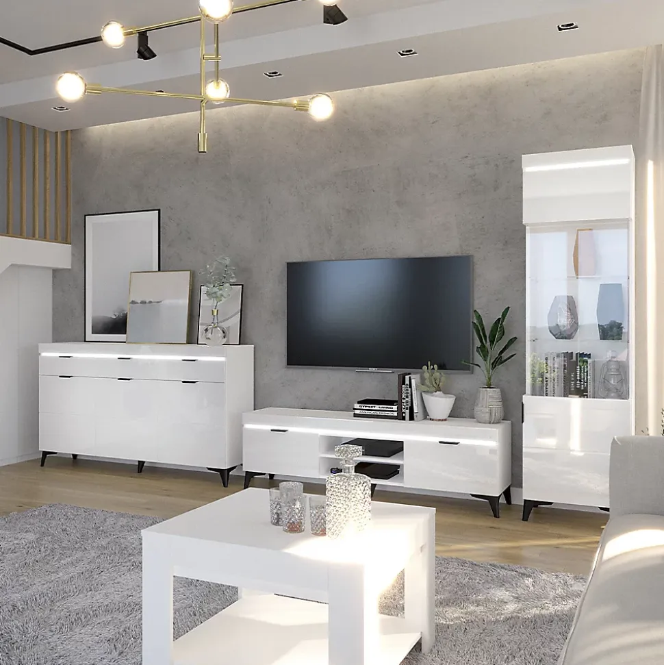 Vitrine 1 porte LED inclus Ruben Blanc