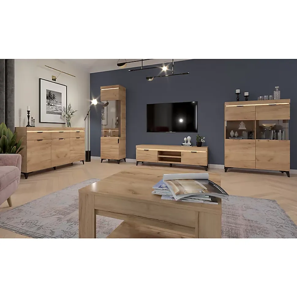 Vitrine 1 porte LED inclus Ruben Bois