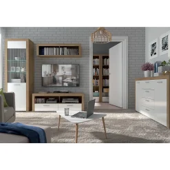 Vitrine 1 porte Nora Blanc et Bois