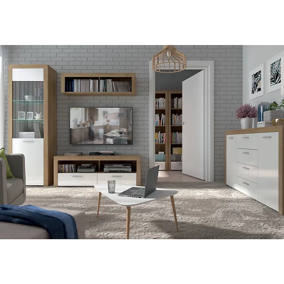 Vitrine 1 porte Nora Blanc et Bois