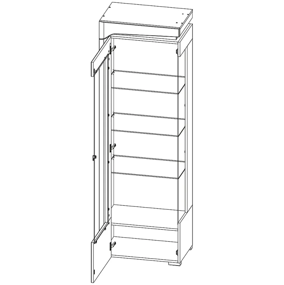 Vitrine 1 porte ouverture gauche LED inclus Teo Blanc et Bois