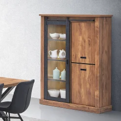 Vitrine 1 porte vitrée coulissante LED Elo