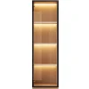 Vitrine à porte vitrée 40x40x165 cm - Éclairage LED - 1 porte en verre trempé - Placage chêne - MDF - Naturel