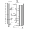 Vitrine 4 portes 112 cm greige avec façades rainurées ZANTE