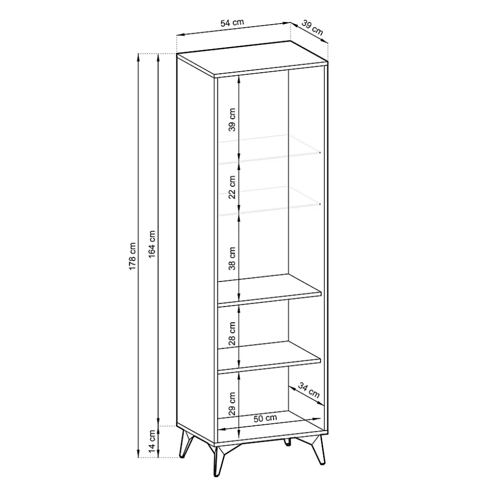 Vitrine 2 portes 54 cm motif chevrons BOULIA