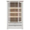 Vitrine 2 portes 2 tiroirs éclairage LED décor blanchi - ANGELE