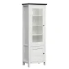 Vitrine 2 portes avec LED Duck Blanc et Bois fonce