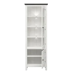Vitrine 2 portes avec LED Duck Blanc et Bois fonce