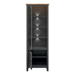 Vitrine 2 portes avec LED Duck Gris anthracite et Bois