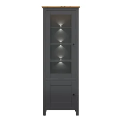 Vitrine 2 portes avec LED Duck Gris anthracite et Bois