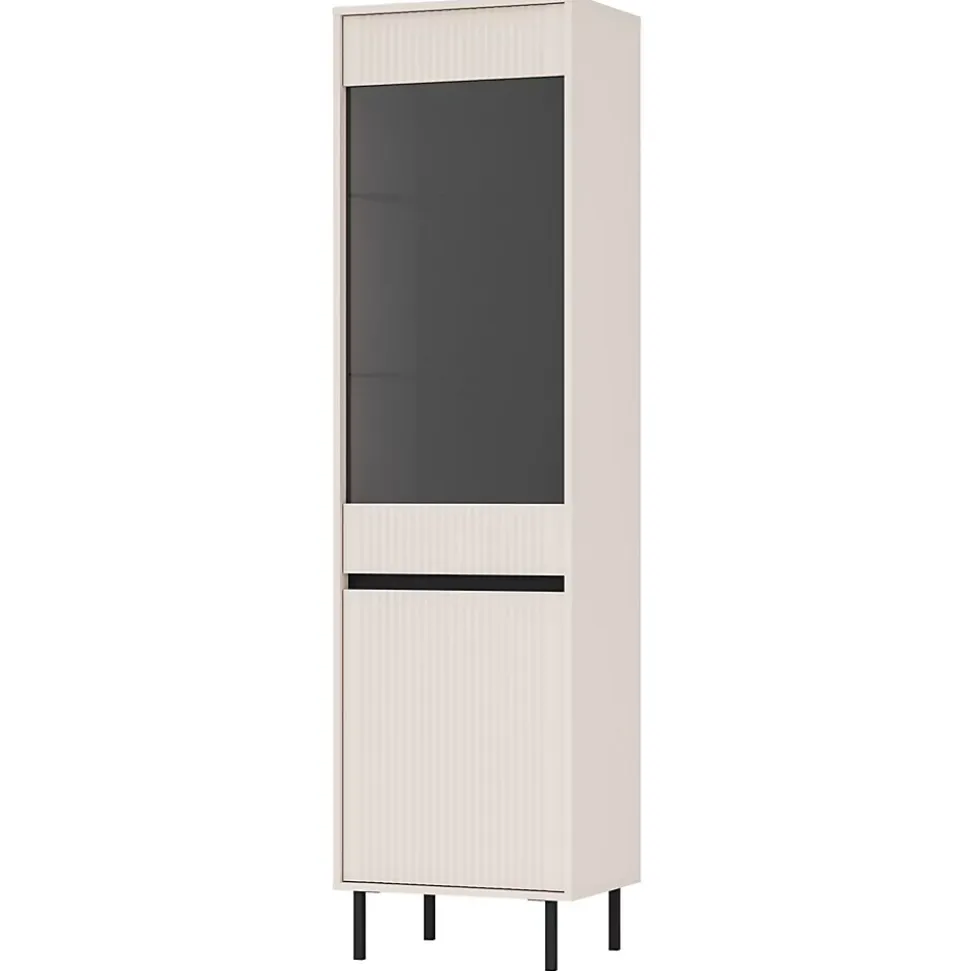 Vitrine 2 portes avec pieds noir 56cm beige OSAKA