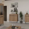 Vitrine 2 portes avec pieds noir 56cm chêne evoke OSAKA