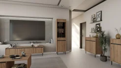 Vitrine 2 portes avec pieds noir 56cm chêne evoke OSAKA