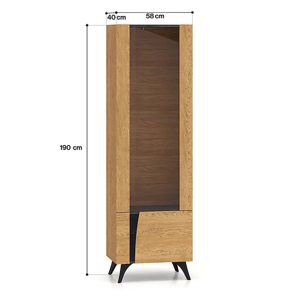 Vitrine 2 portes droite Soah Bois et Noir