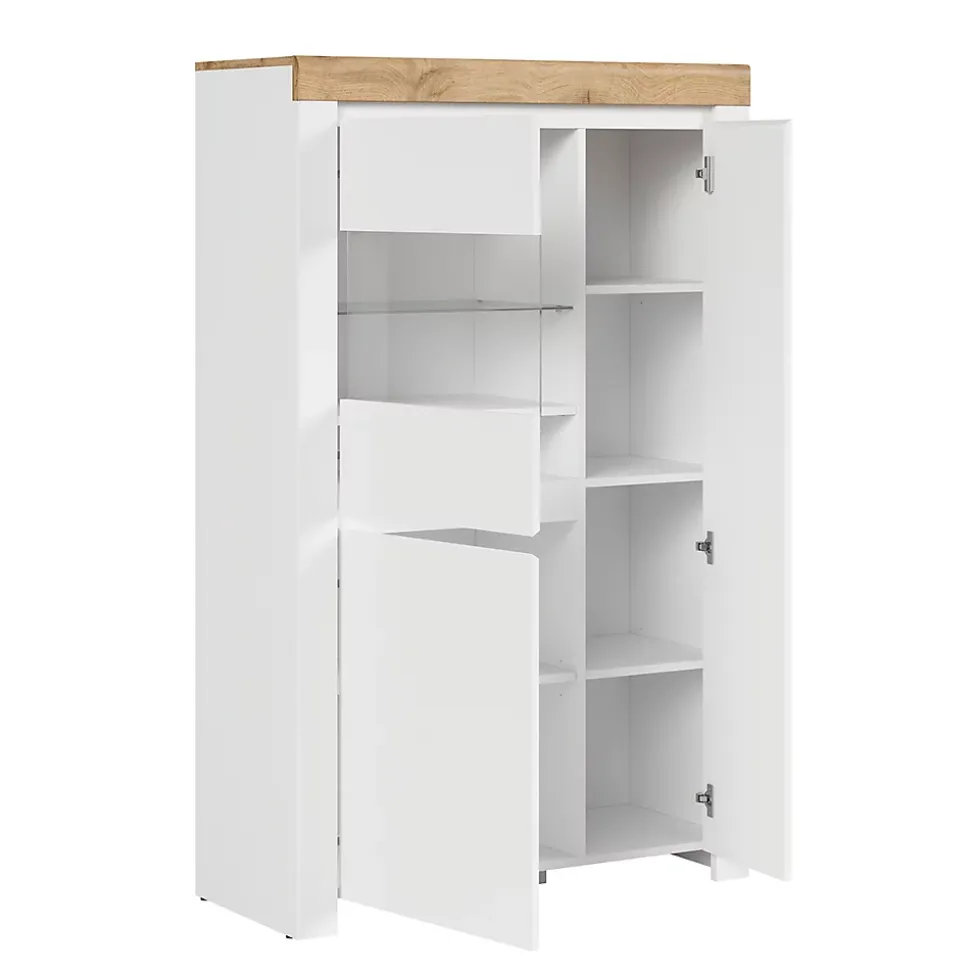 Vitrine 3 portes Hella Blanc et Bois