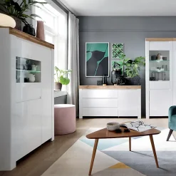 Vitrine 3 portes Hella Blanc et Bois
