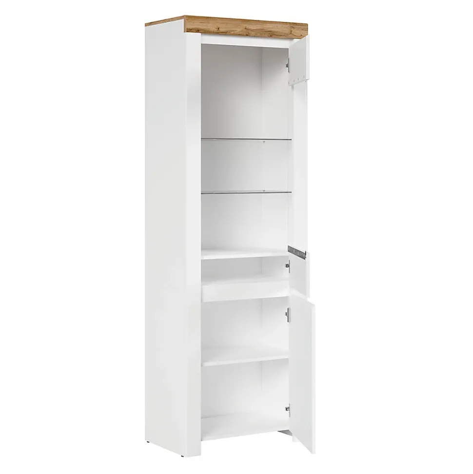 Vitrine 2 portes Hella Blanc et Bois