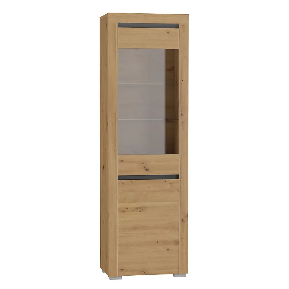 Vitrine 2 portes LED inclus Kasla Bois et Anthracite