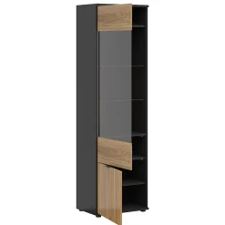 Vitrine 2 portes Pia Noir et Bois
