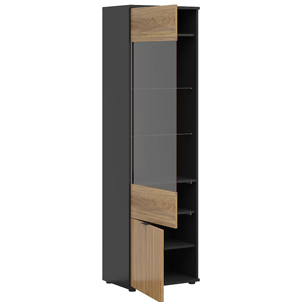 Vitrine 2 portes Pia Noir et Bois
