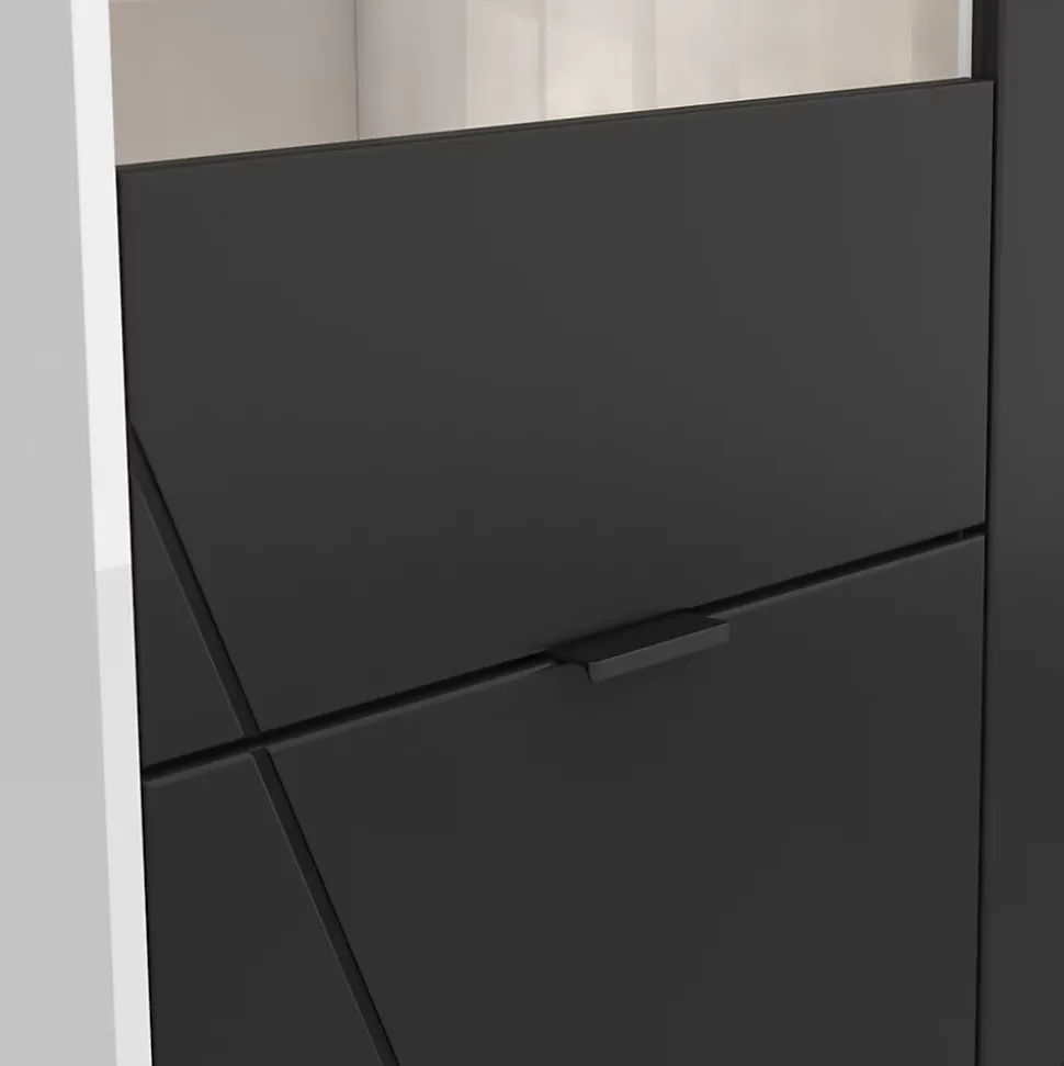 Vitrine 3 portes Sven Noir et Blanc