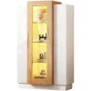 Vitrine - Portes Transparentes, LED Contrôlable par App, Étagères Verre - Panneau de Particules - Blanc 74x40x120 cm